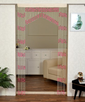 Yarnis 274 cm (9 ft) PVC Semi Transparent Long Door Curtain Single Curtain(Striped, Pink)