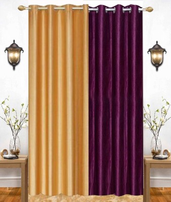 India Furnish 153 cm (5 ft) Polyester Semi Transparent Window Curtain (Pack Of 2)(Plain, Solid, Wine & Gold)