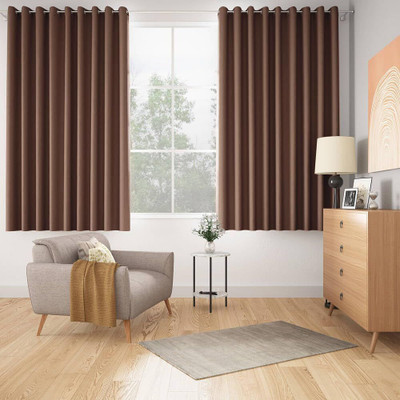 Wakefit 152.4 cm (5 ft) Window Polyester Blackout Curtain (Pack Of 2)(Agaya, Plain)