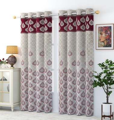Furnishing Hut 270 cm (9 ft) Jacquard Room Darkening Long Door Curtain (Pack Of 2)(Floral, Pink)