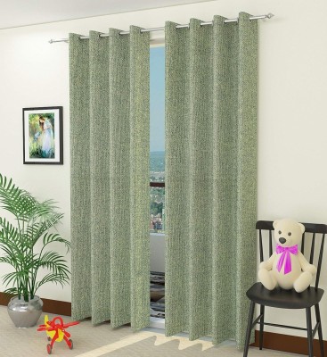 Freshfromloom 304 cm (10 ft) Polyester Room Darkening Long Door Curtain (Pack Of 2)(Plain, Green)