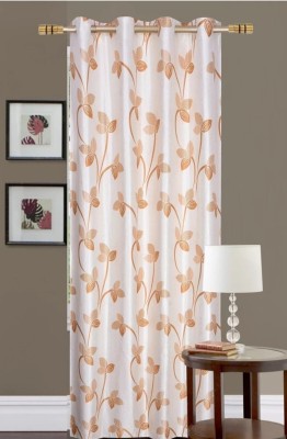 VeNom 152 cm (5 ft) Polyester Room Darkening Window Curtain (Pack Of 2)(Floral, Orange)