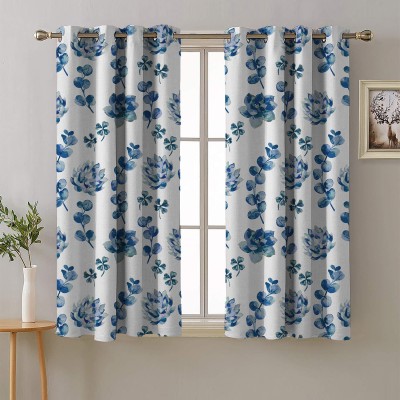 SPACES DRAPE STORY 152 cm (5 ft) Polyester Room Darkening Window Curtain (Pack Of 2)(Floral, Blue Flower)
