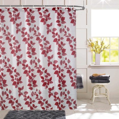 SHAVIN INDUSTRIES 224 cm (7 ft) PVC Room Darkening Shower Curtain Single Curtain(Printed, Red)