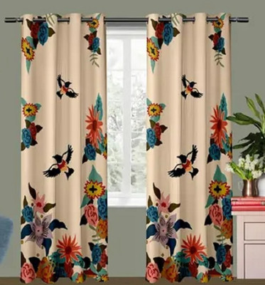 Ad Nx 154 cm (5 ft) Polyester Room Darkening Window Curtain Single Curtain(Floral, Red)
