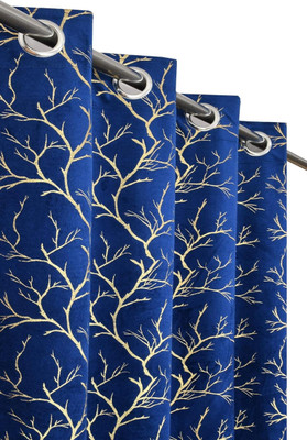 TRUST HOME 182 cm (6 ft) Shower Polyester Room Darkening Curtain (Pack Of 2)(Blue, Printed)