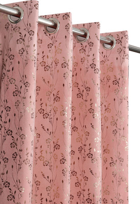 Drape And Decor 274.32 cm (9 ft) Long Door Velvet Room Darkening Curtain (Pack Of 2)(Pink, Self Design)