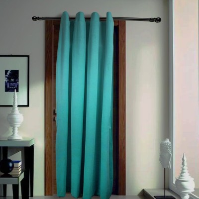 Dulhan Enterprises 213 cm (7 ft) Velvet Room Darkening Door Curtain Single Curtain(Plain, TEAL BLUE)