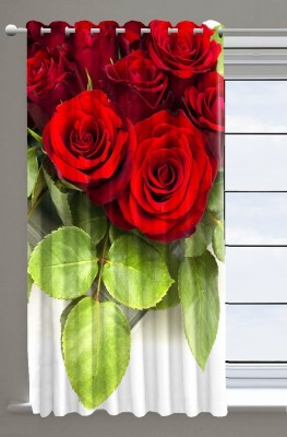 Gangji 150 cm (5 ft) Polyester, Polycotton Room Darkening Window Curtain Single Curtain(Printed, Red, White, 4x5 Ft.)