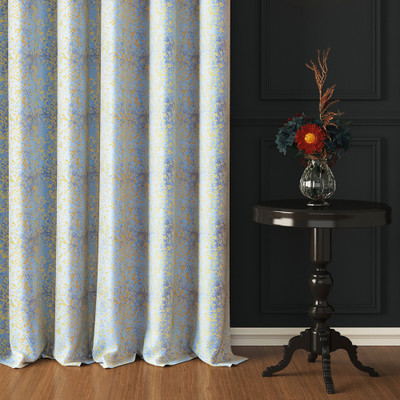 Story@home 215 cm (7 ft) Door Polyester Blackout Curtain Single Curtain(Light Grey,Golden, Printed)