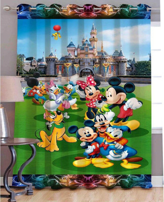 TrueValue Creations 212 cm (7 ft) Door Silk, Velvet Semi Transparent Curtain Single Curtain(Cartoon Printed Digital curtains, Printed)