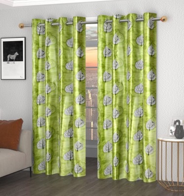 Shanjola Creations 274 cm (9 ft) Polyester Room Darkening Long Door Curtain (Pack Of 2)(Floral, Green)