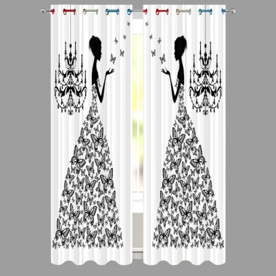 S4v 274 cm (9 ft) Polyester Room Darkening Long Door Curtain (Pack Of 2)(Floral, White)