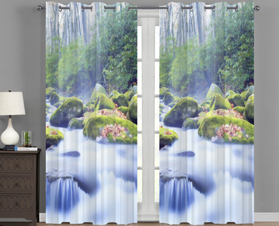 Shivay decor 274 cm (9 ft) Long Door Polyester Room Darkening Curtain Single Curtain(Green, Floral)
