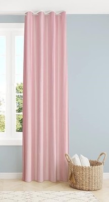 Domesfab 274.32 cm (9 ft) Polyester Semi Transparent Long Door Curtain Single Curtain(Plain, Pink)