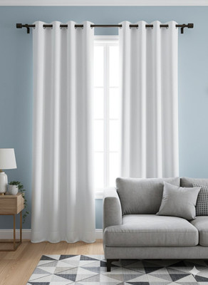 bombaydecor 213 cm (7 ft) Door Polyester Blackout Curtain (Pack Of 2)(Beige, Self Design)