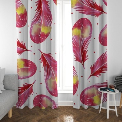 Vmv Décor 154 cm (5 ft) Polyester Room Darkening Window Curtain (Pack Of 2)(Floral, White)