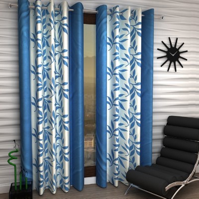 Styletex 153 cm (5 ft) Polyester Semi Transparent Window Curtain (Pack Of 2)(Self Design, Light Blue)