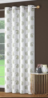 KALASHREEHOMZ 274 cm (9 ft) Long Door Cotton Room Darkening Curtain Single Curtain(Green, White, Maroon, Printed)