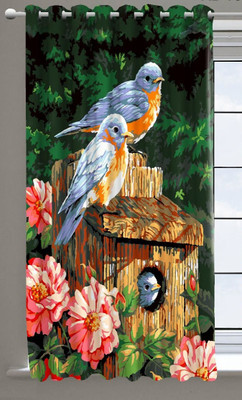 Harnay 154 cm (5 ft) Polyester Room Darkening Window Curtain Single Curtain(3D Printed, Multicolor-2)
