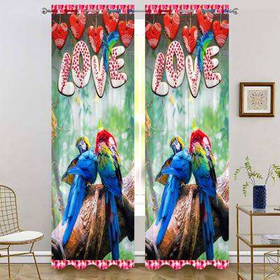 V4S 154 cm (5 ft) Window Polyester Room Darkening Curtain Single Curtain(Red, Printed)
