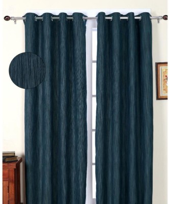 Elegance 213 cm (7 ft) Polyester Semi Transparent Door Curtain Single Curtain(Solid, 7ft PeacockBlue)