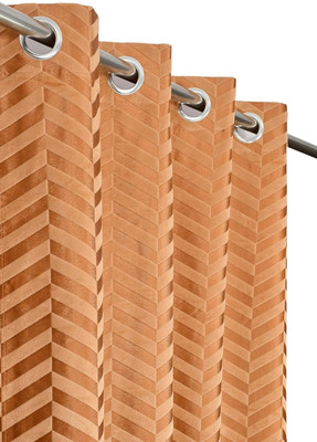 Vervique 213 cm (7 ft) Door Velvet Room Darkening Curtain (Pack Of 2)(Gold, Geometric)