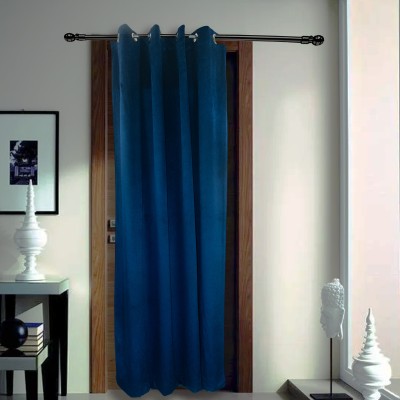 Dulhan Enterprises 213 cm (7 ft) Velvet Room Darkening Door Curtain Single Curtain(Plain, Navy Blue)