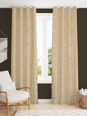 Flipkart SmartBuy 274 cm (9 ft) Velvet Room Darkening Long Door Curtain (Pack Of 2)(Geometric, Cream)