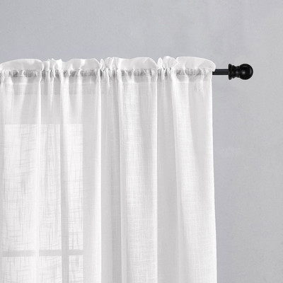 HOMEMONDE 213.36 cm (7 ft) Door Cotton Transparent Curtain (Pack Of 2)(White, Self Design)