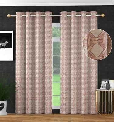 THH 213.36 cm (7 ft) Jacquard Room Darkening Door Curtain (Pack Of 2)(Printed, Maroon)