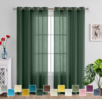 Linenweaves 272 cm (9 ft) Cotton Semi Transparent Long Door Curtain (Pack Of 2)(Solid, Sea Green)