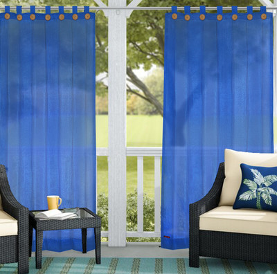 Hippo 244 cm (8 ft) Door Net Room Darkening Curtain (Pack Of 2)(Blue, Solid)