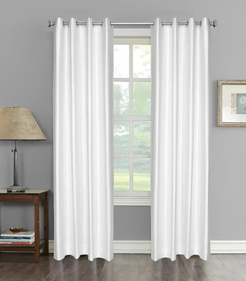 Kanodia Poly Fab 213 cm (7 ft) Door Polyester Semi Transparent Curtain (Pack Of 2)(White, Solid)