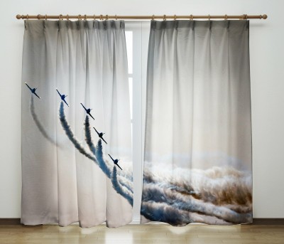 Ever Shine 154 cm (5 ft) Polyester Room Darkening Window Curtain (Pack Of 2)(3D Printed, White)