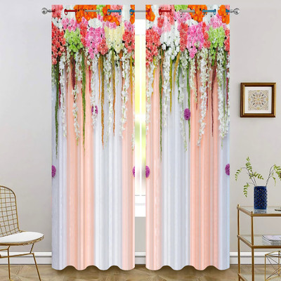 Fashion Point 154 cm (5 ft) Window Polyester Room Darkening Curtain Single Curtain(Green, Floral)