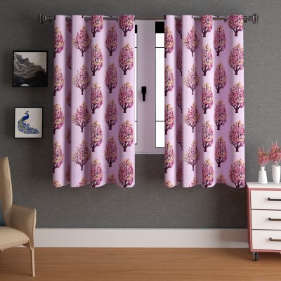 LA VERNE 153 cm (5 ft) Polyester Room Darkening Window Curtain (Pack Of 2)(Printed, Pink)