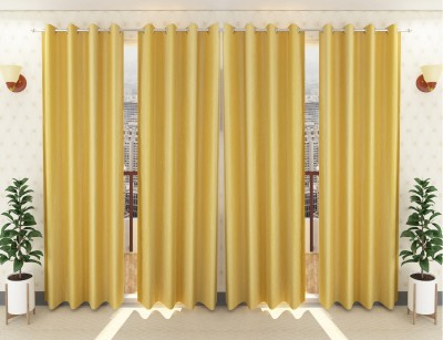 Panipat Textile Hub 213 cm (7 ft) Polyester Semi Transparent Door Curtain (Pack Of 4)(Solid, Yellow)