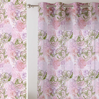 Vargottam 213 cm (7 ft) Door Blends Semi Transparent Curtain (Pack Of 2)(Light Pink, Floral)