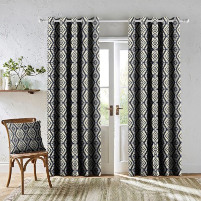 Casableu 274.32 cm (9 ft) Polyester Blackout Long Door Curtain (Pack Of 2)(Solid, Navy Blue)
