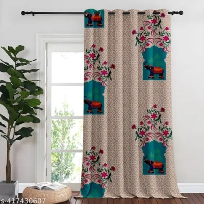 FDV 154 cm (5 ft) Polyester Room Darkening Window Curtain Single Curtain(Floral, Blue)