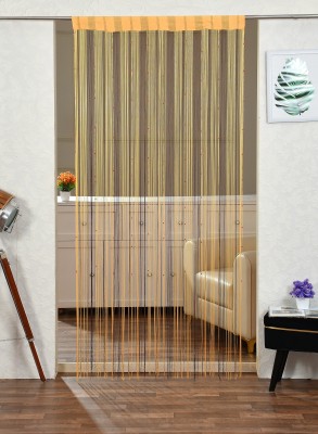Yarnis 274 cm (9 ft) Polyester Semi Transparent Long Door Curtain Single Curtain(Striped, Coffee Brown)