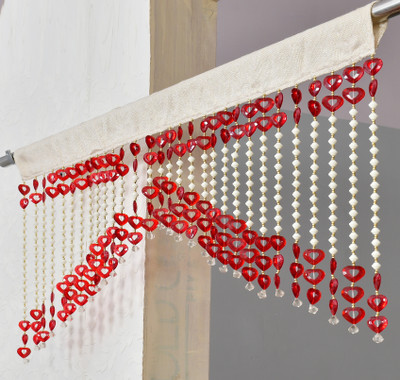 Polartains 60 cm (2 ft) Door PVC Transparent Curtain Single Curtain(Red, Self Design)