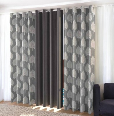 Home Tex 152 cm (5 ft) Polyester Semi Transparent Window Curtain (Pack Of 4)(Printed, Maroon, Black, Blue, Brown, Green, Grey)