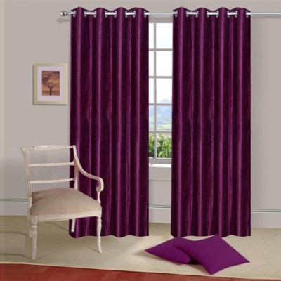 India Furnish 153.2 cm (5 ft) Polyester Semi Transparent Long Door Curtain (Pack Of 2)(Plain, Solid, Wine)