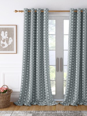 Story@home 275 cm (9 ft) Cotton Room Darkening Long Door Curtain Single Curtain(Abstract, Grey)