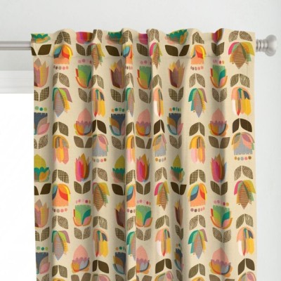 Ad Tex 274 cm (9 ft) Polyester Room Darkening Long Door Curtain (Pack Of 2)(Floral, Brown)