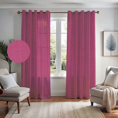 Kanodia Poly Fab 213 cm (7 ft) Polyester Room Darkening Door Curtain (Pack Of 2)(Plain, Rose Pink)
