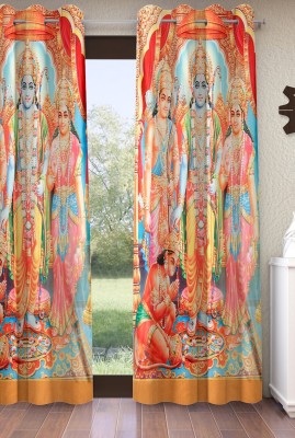 Home Sizzler 213 cm (7 ft) Polyester Room Darkening Door Curtain Single Curtain(Printed, Ram Mandir)