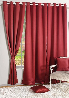 SWAYAM 228 cm (7 ft) Polyester Door Curtain Single Curtain(Solid, Maroon)